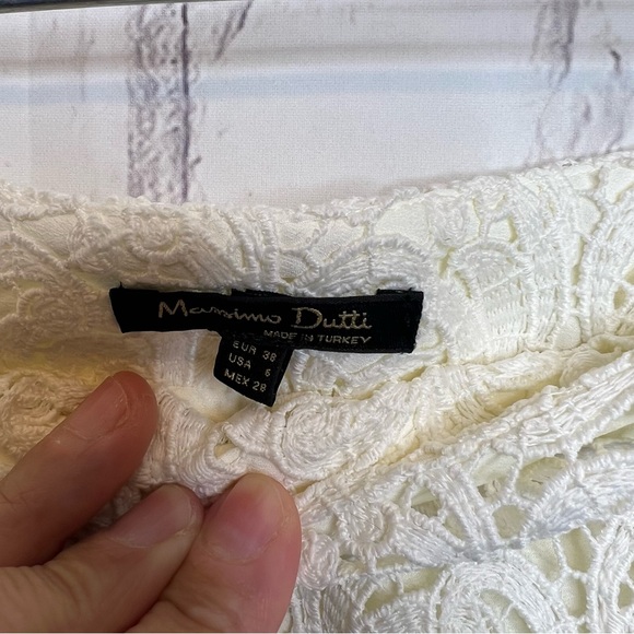 Massimo Dutti ivory scroll lace layered A-Line midi skirt ladies size 6 - Picture 3 of 10